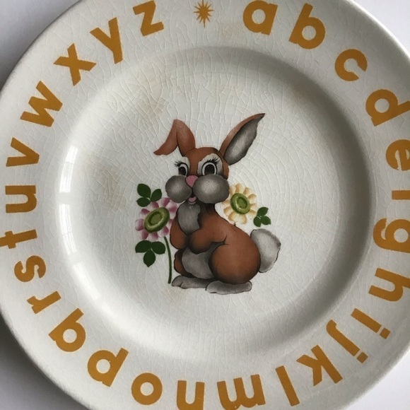 Vintage Child’s Plate & Bowl Alphabet Nursery Rhyme by Woods & Sons England - Picture 8 of 16
